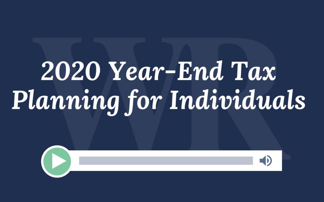 2020 Year-End Tax Planning for Individuals